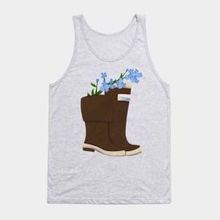 Paper Forget Me Not Rain Boots Tank Top